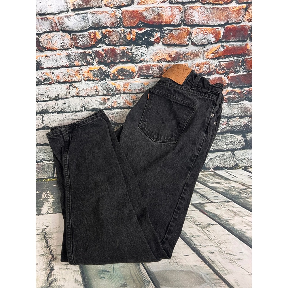 Vintage Levis 550 Relaxed Fit Black Jeans Mens 36x32 Orange Tab 1997 0550-4159